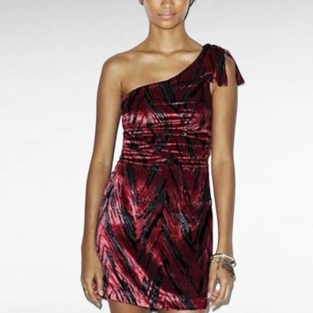 UO L Large Velvet Burnout Dress One Shoulder Y2K Whimsy Goth Silence + Noise
